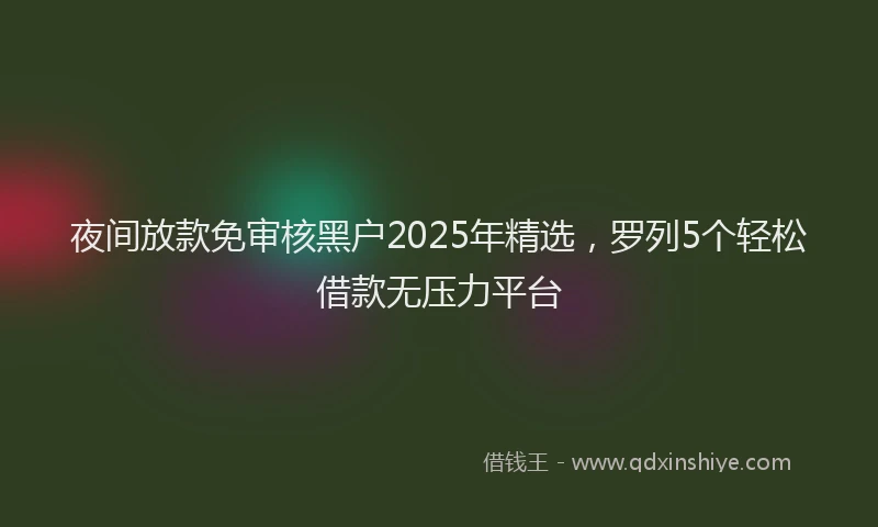 夜间放款免审核黑户2025年精选，罗列5个轻松借款无压力平台