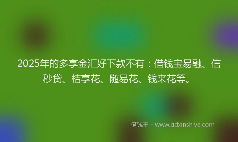 2025年的多享金汇好下款不有：借钱宝易融、信秒贷、桔享花、随易花、钱来花等。