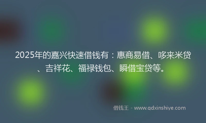 2025年的嘉兴快速借钱有：惠商易借、哆来米贷、吉祥花、福禄钱包、瞬借宝贷等。