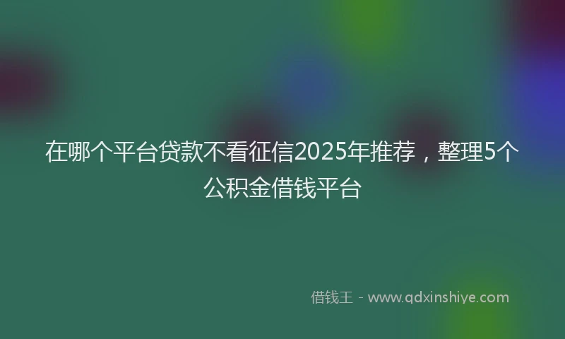在哪个平台贷款不看征信2025年推荐，整理5个公积金借钱平台