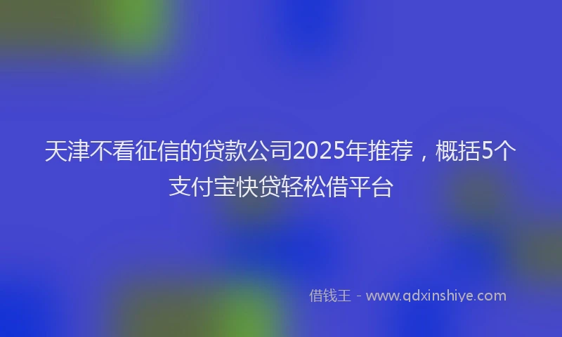 天津不看征信的贷款公司2025年推荐，概括5个支付宝快贷轻松借平台