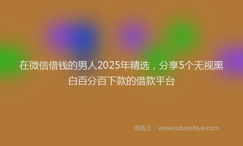 在微信借钱的男人2025年精选，分享5个无视黑白百分百下款的借款平台