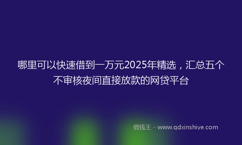 哪里可以快速借到一万元2025年精选，汇总五个不审核夜间直接放款的网贷平台