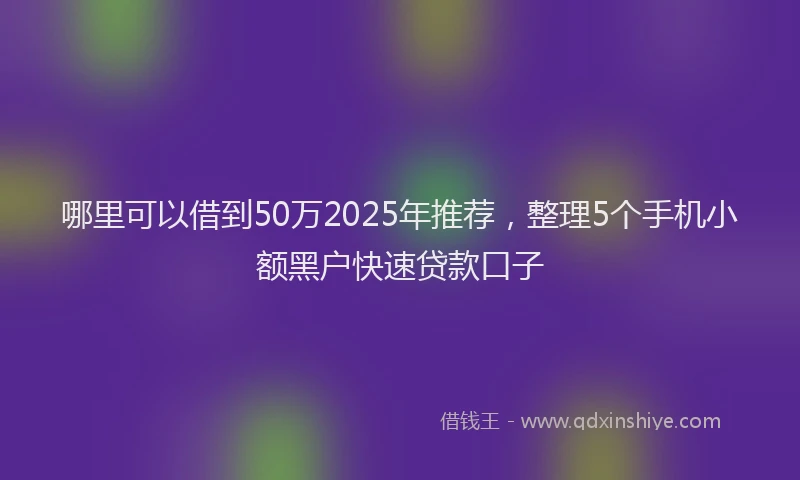哪里可以借到50万2025年推荐，整理5个手机小额黑户快速贷款口子