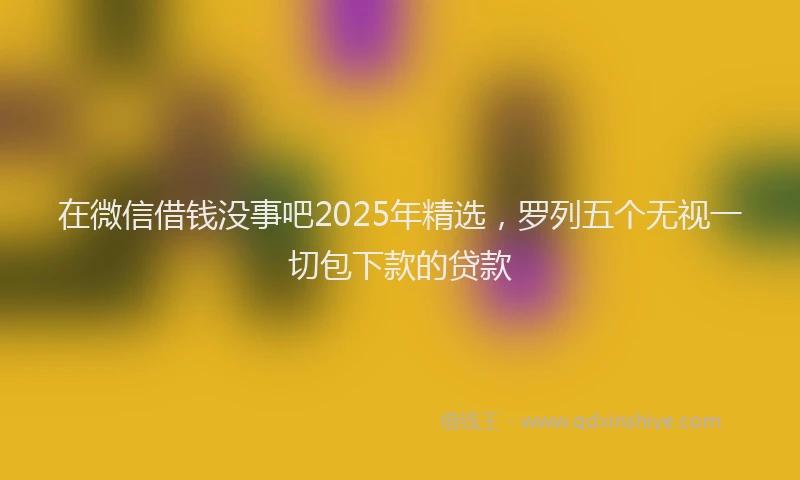 在微信借钱没事吧2025年精选，罗列五个无视一切包下款的贷款