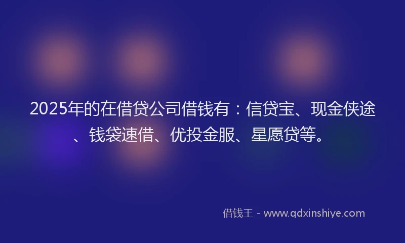2025年的在借贷公司借钱有：信贷宝、现金侠途、钱袋速借、优投金服、星愿贷等。