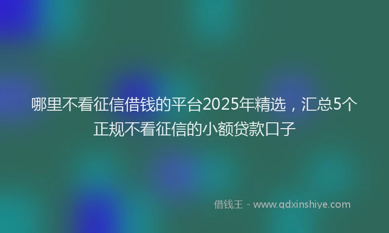 哪里不看征信借钱的平台2025年精选，汇总5个正规不看征信的小额贷款口子