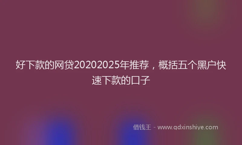 好下款的网贷20202025年推荐，概括五个黑户快速下款的口子