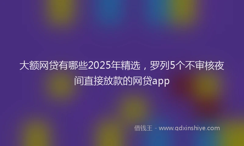 大额网贷有哪些2025年精选，罗列5个不审核夜间直接放款的网贷app