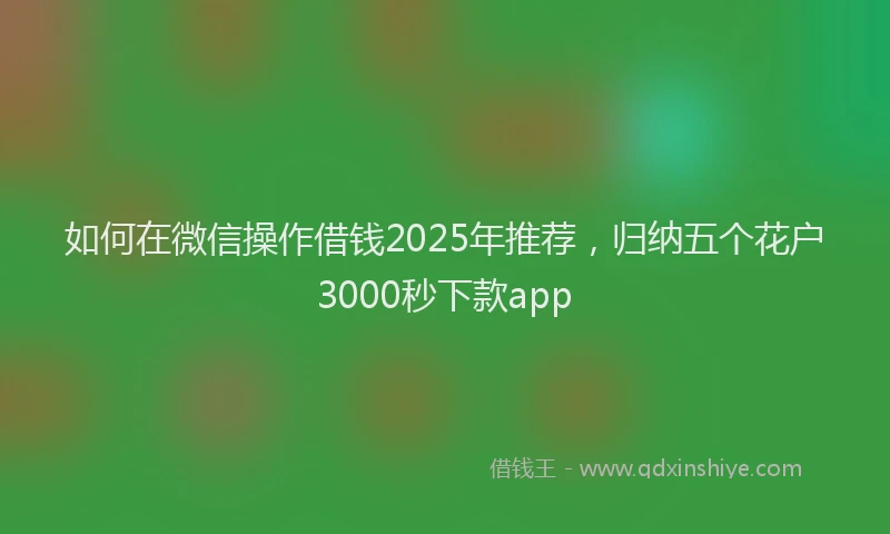 如何在微信操作借钱2025年推荐，归纳五个花户3000秒下款app