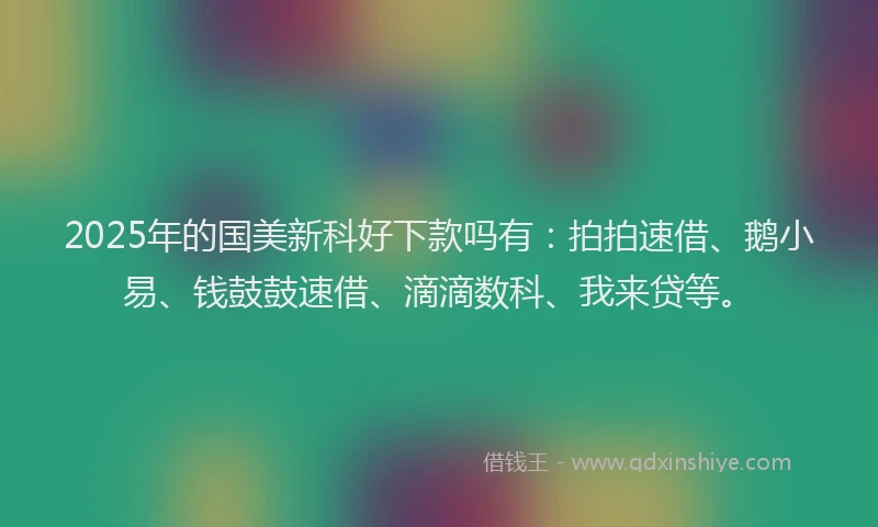 2025年的国美新科好下款吗有：拍拍速借、鹅小易、钱鼓鼓速借、滴滴数科、我来贷等。