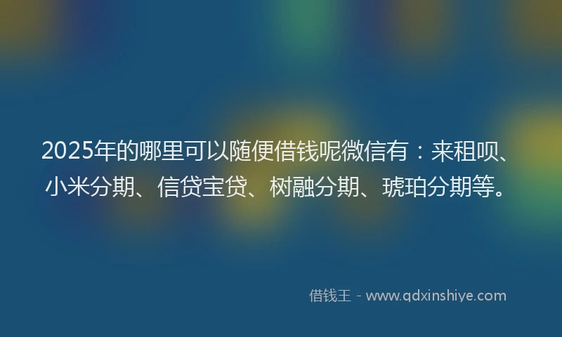 2025年的哪里可以随便借钱呢微信有：来租呗、小米分期、信贷宝贷、树融分期、琥珀分期等。