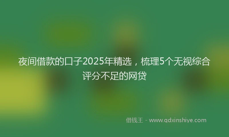 夜间借款的口子2025年精选，梳理5个无视综合评分不足的网贷