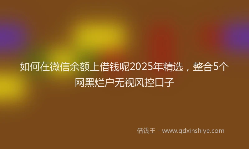 如何在微信余额上借钱呢2025年精选，整合5个网黑烂户无视风控口子