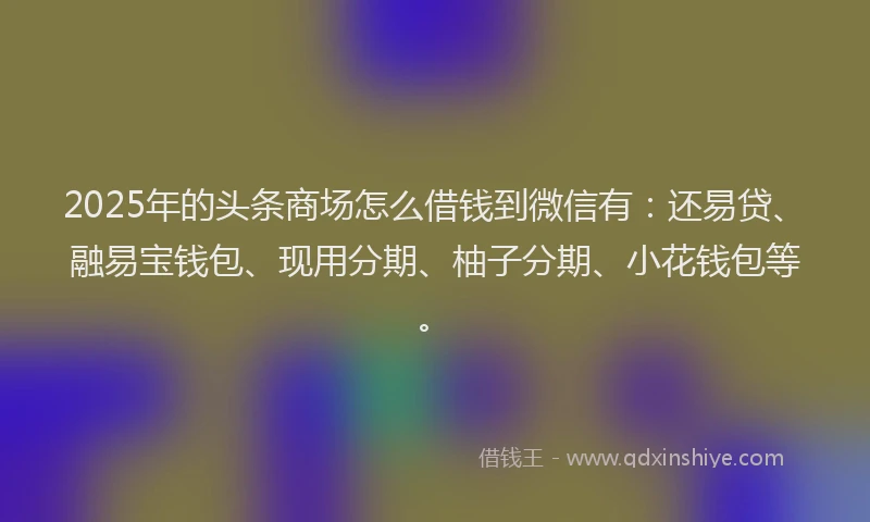 2025年的头条商场怎么借钱到微信有：还易贷、融易宝钱包、现用分期、柚子分期、小花钱包等。