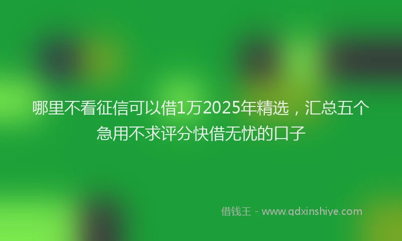 哪里不看征信可以借1万2025年精选，汇总五个急用不求评分快借无忧的口子