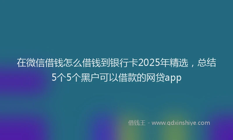 在微信借钱怎么借钱到银行卡2025年精选，总结5个5个黑户可以借款的网贷app