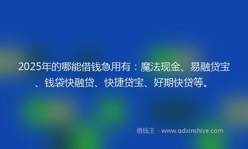 2025年的哪能借钱急用有：魔法现金、易融贷宝、钱袋快融贷、快捷贷宝、好期快贷等。