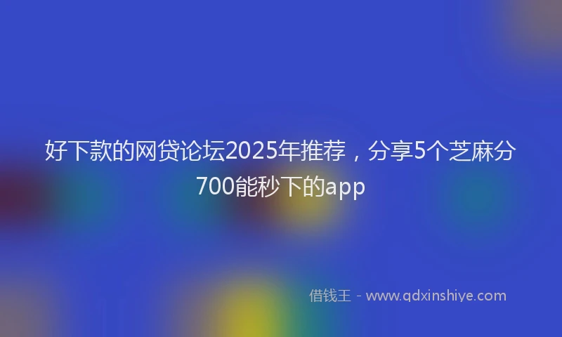 好下款的网贷论坛2025年推荐，分享5个芝麻分700能秒下的app