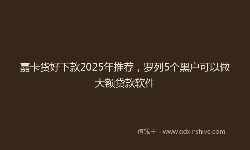 嘉卡货好下款2025年推荐，罗列5个黑户可以做大额贷款软件