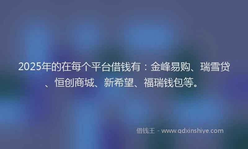 2025年的在每个平台借钱有：金峰易购、瑞雪贷、恒创商城、新希望、福瑞钱包等。