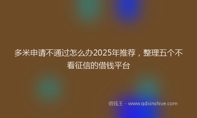 多米申请不通过怎么办2025年推荐，整理五个不看征信的借钱平台