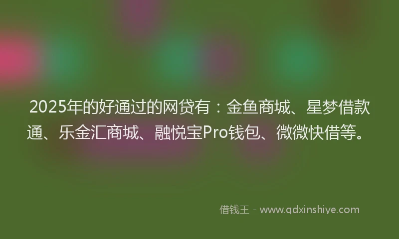 2025年的好通过的网贷有：金鱼商城、星梦借款通、乐金汇商城、融悦宝Pro钱包、微微快借等。