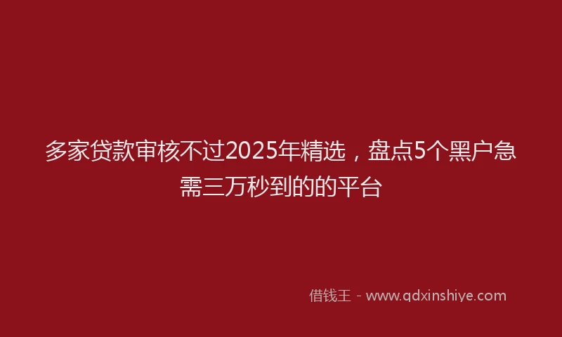 多家贷款审核不过2025年精选，盘点5个黑户急需三万秒到的的平台