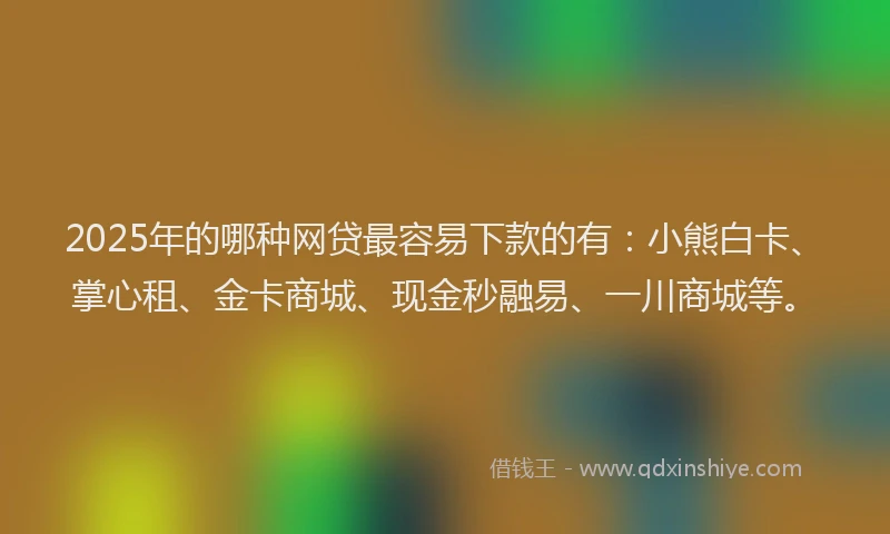 2025年的哪种网贷最容易下款的有：小熊白卡、掌心租、金卡商城、现金秒融易、一川商城等。
