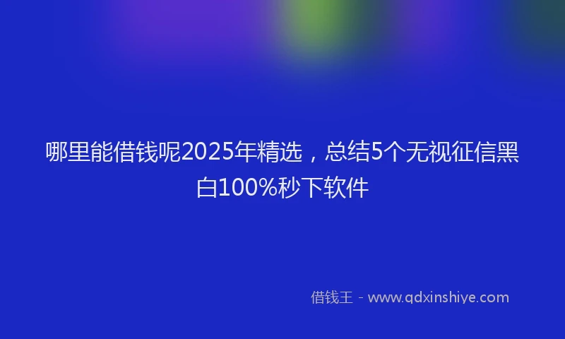 哪里能借钱呢2025年精选，总结5个无视征信黑白100%秒下软件