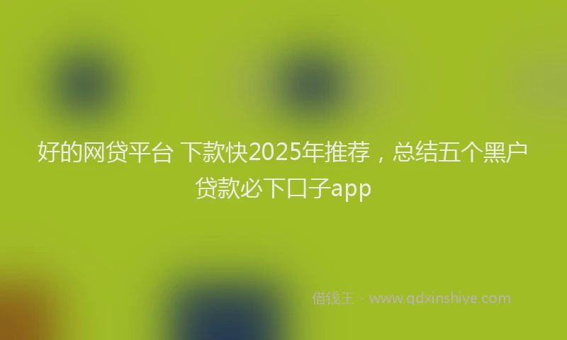 好的网贷平台 下款快2025年推荐，总结五个黑户贷款必下口子app