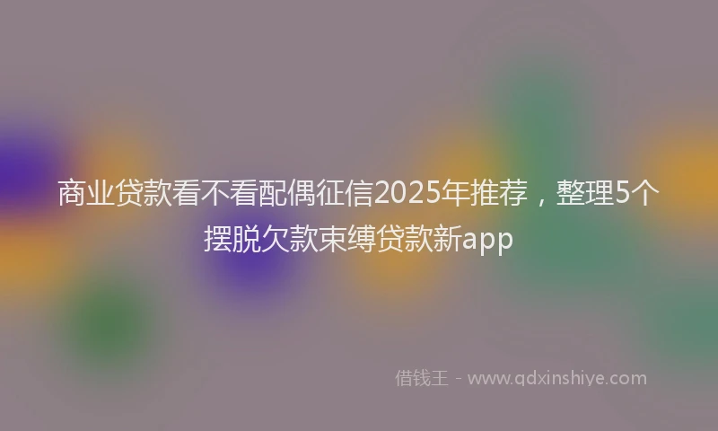 商业贷款看不看配偶征信2025年推荐，整理5个摆脱欠款束缚贷款新app