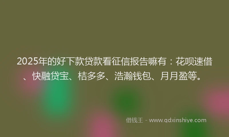 2025年的好下款贷款看征信报告嘛有：花呗速借、快融贷宝、桔多多、浩瀚钱包、月月盈等。