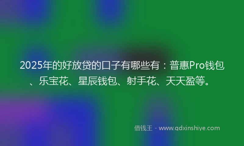 2025年的好放贷的口子有哪些有：普惠Pro钱包、乐宝花、星辰钱包、射手花、天天盈等。