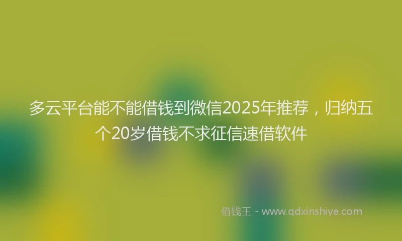 多云平台能不能借钱到微信2025年推荐，归纳五个20岁借钱不求征信速借软件
