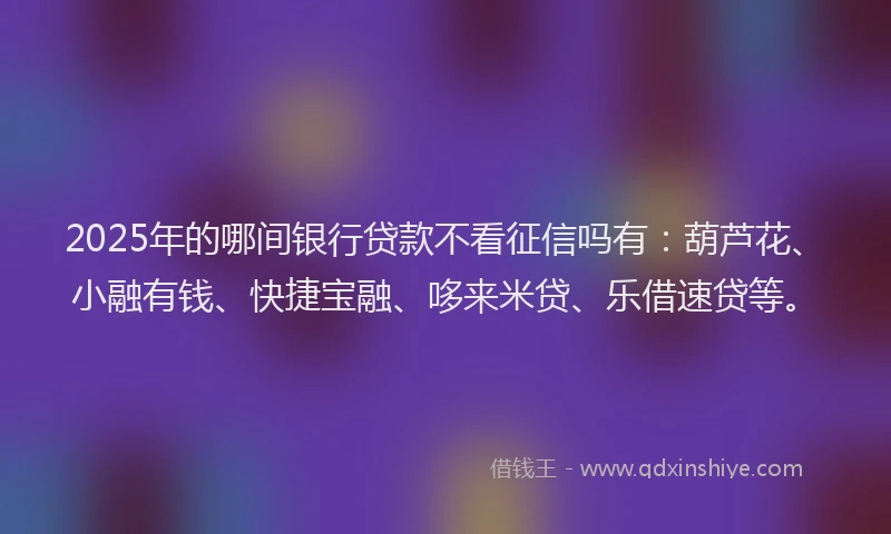 2025年的哪间银行贷款不看征信吗有：葫芦花、小融有钱、快捷宝融、哆来米贷、乐借速贷等。
