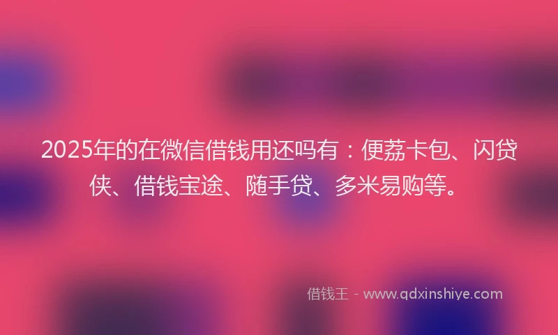 2025年的在微信借钱用还吗有：便荔卡包、闪贷侠、借钱宝途、随手贷、多米易购等。