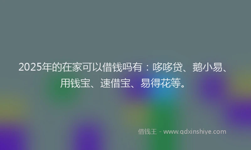 2025年的在家可以借钱吗有：哆哆贷、鹅小易、用钱宝、速借宝、易得花等。