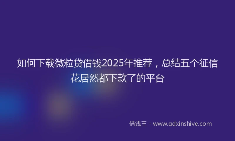 如何下载微粒贷借钱2025年推荐，总结五个征信花居然都下款了的平台