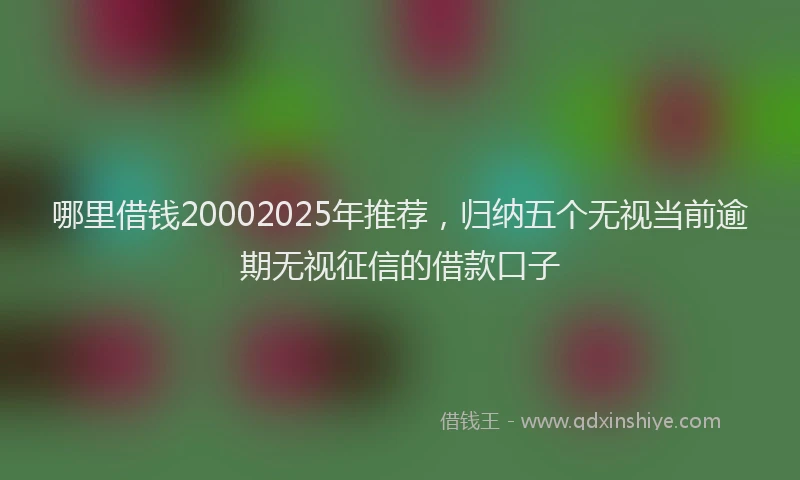 哪里借钱20002025年推荐，归纳五个无视当前逾期无视征信的借款口子
