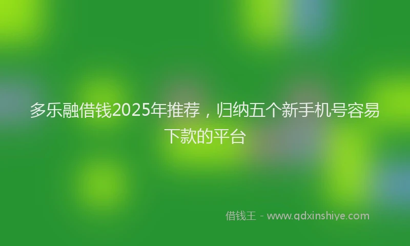 多乐融借钱2025年推荐，归纳五个新手机号容易下款的平台