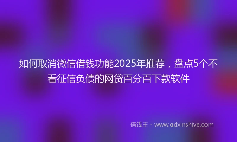 如何取消微信借钱功能2025年推荐，盘点5个不看征信负债的网贷百分百下款软件