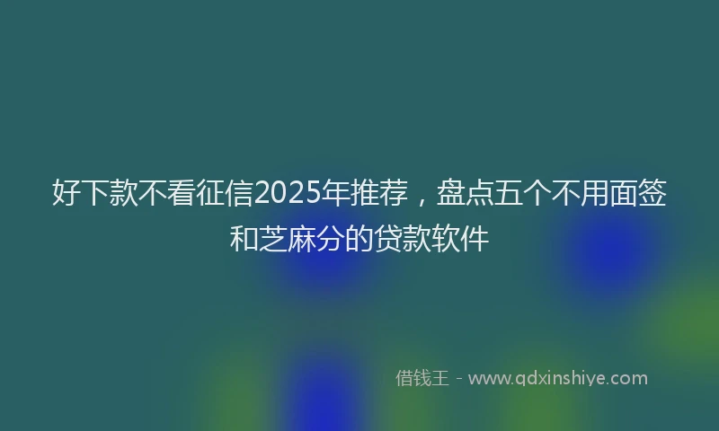 好下款不看征信2025年推荐，盘点五个不用面签和芝麻分的贷款软件