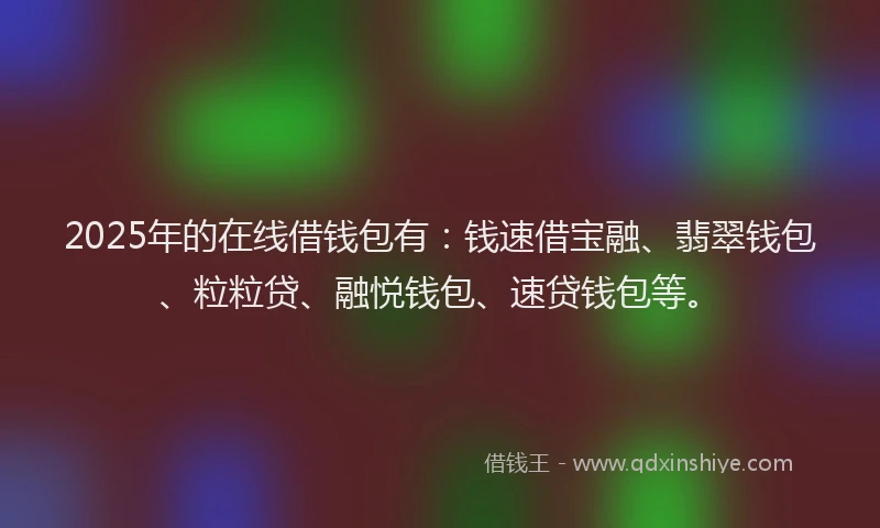 2025年的在线借钱包有：钱速借宝融、翡翠钱包、粒粒贷、融悦钱包、速贷钱包等。