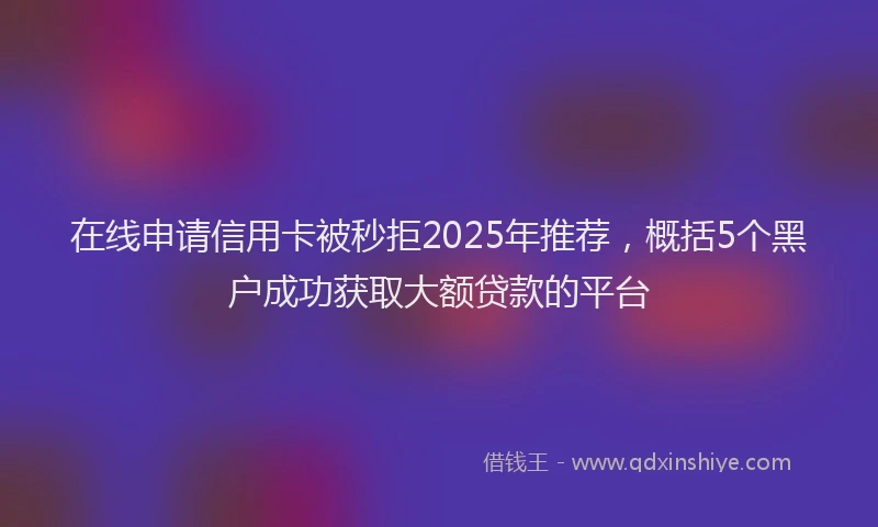 在线申请信用卡被秒拒2025年推荐，概括5个黑户成功获取大额贷款的平台
