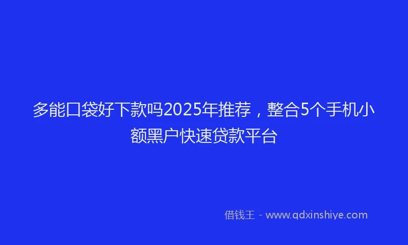 多能口袋好下款吗2025年推荐，整合5个手机小额黑户快速贷款平台