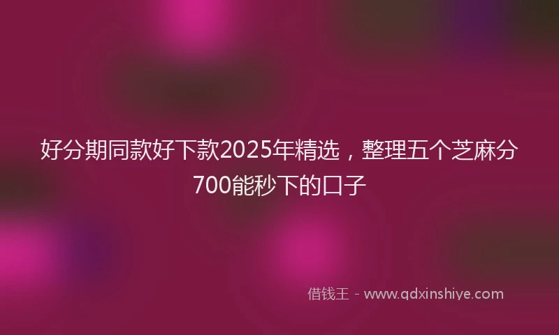 好分期同款好下款2025年精选，整理五个芝麻分700能秒下的口子