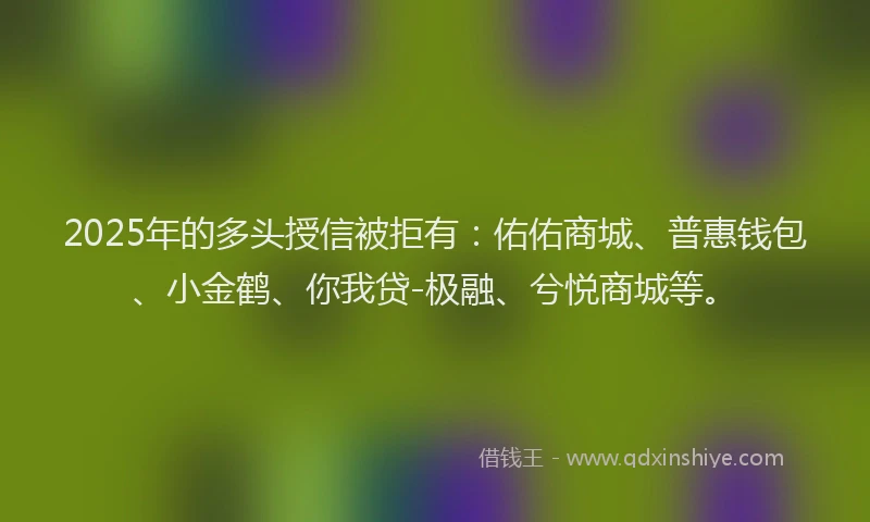 2025年的多头授信被拒有：佑佑商城、普惠钱包、小金鹤、你我贷-极融、兮悦商城等。