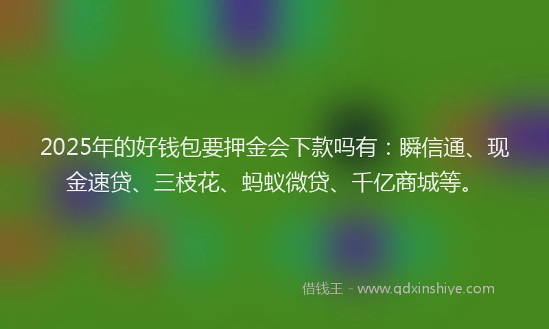 2025年的好钱包要押金会下款吗有：瞬信通、现金速贷、三枝花、蚂蚁微贷、千亿商城等。