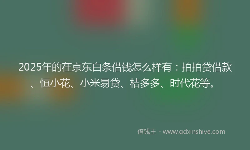 2025年的在京东白条借钱怎么样有：拍拍贷借款、恒小花、小米易贷、桔多多、时代花等。